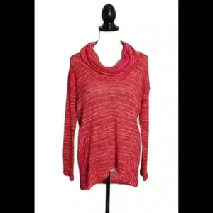 Cozy Cowl Neck Pullover Sweater - Striped Design